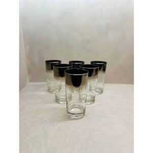 Vintage Dorothy Thorpe Style Silver Fade Ombre Highball Glasses Set of 6 MCM